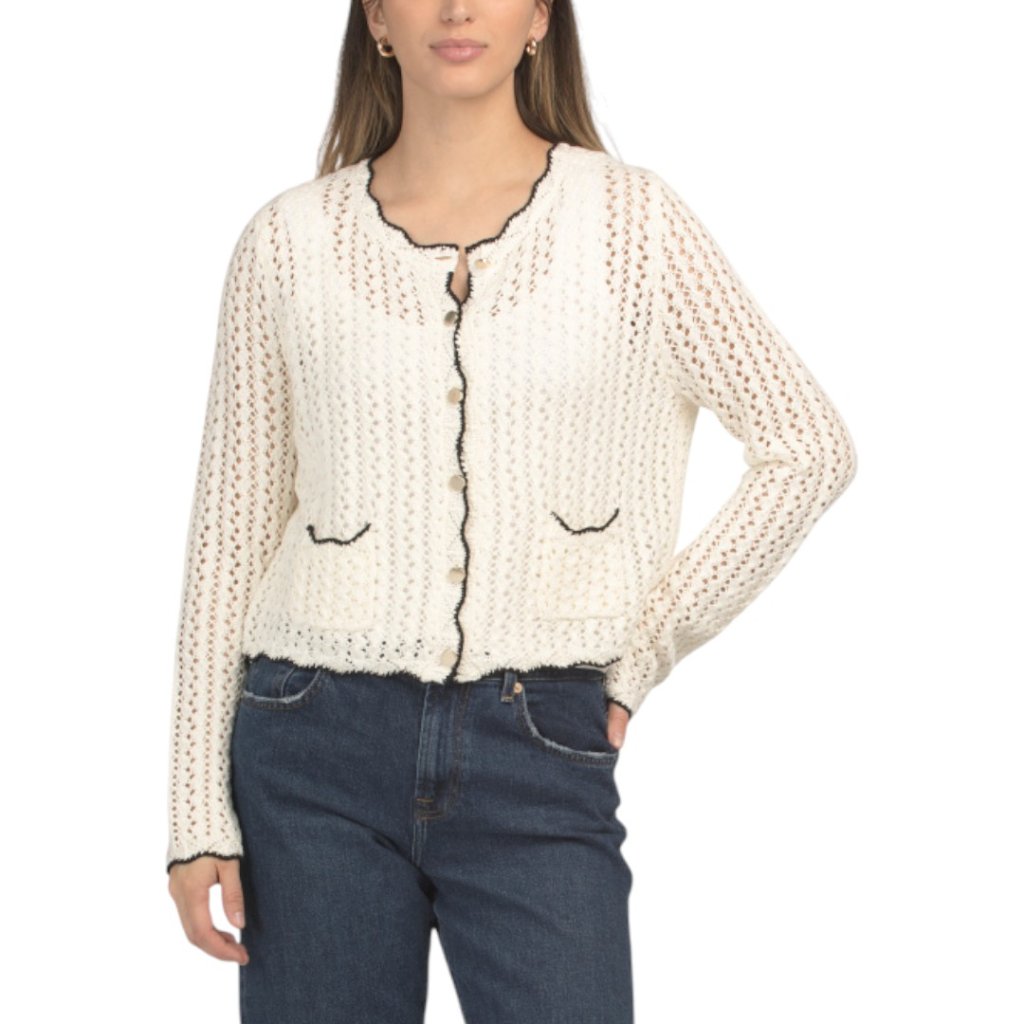 Gemma+ Jane Scallop Edge Open Stitch Cardigan